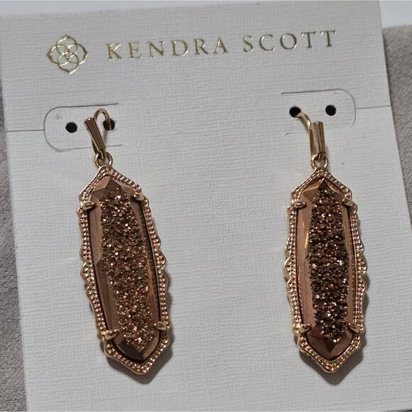 Kendra Scott Rose Gold Drusy Earrings‎ New - Picture 1 of 7